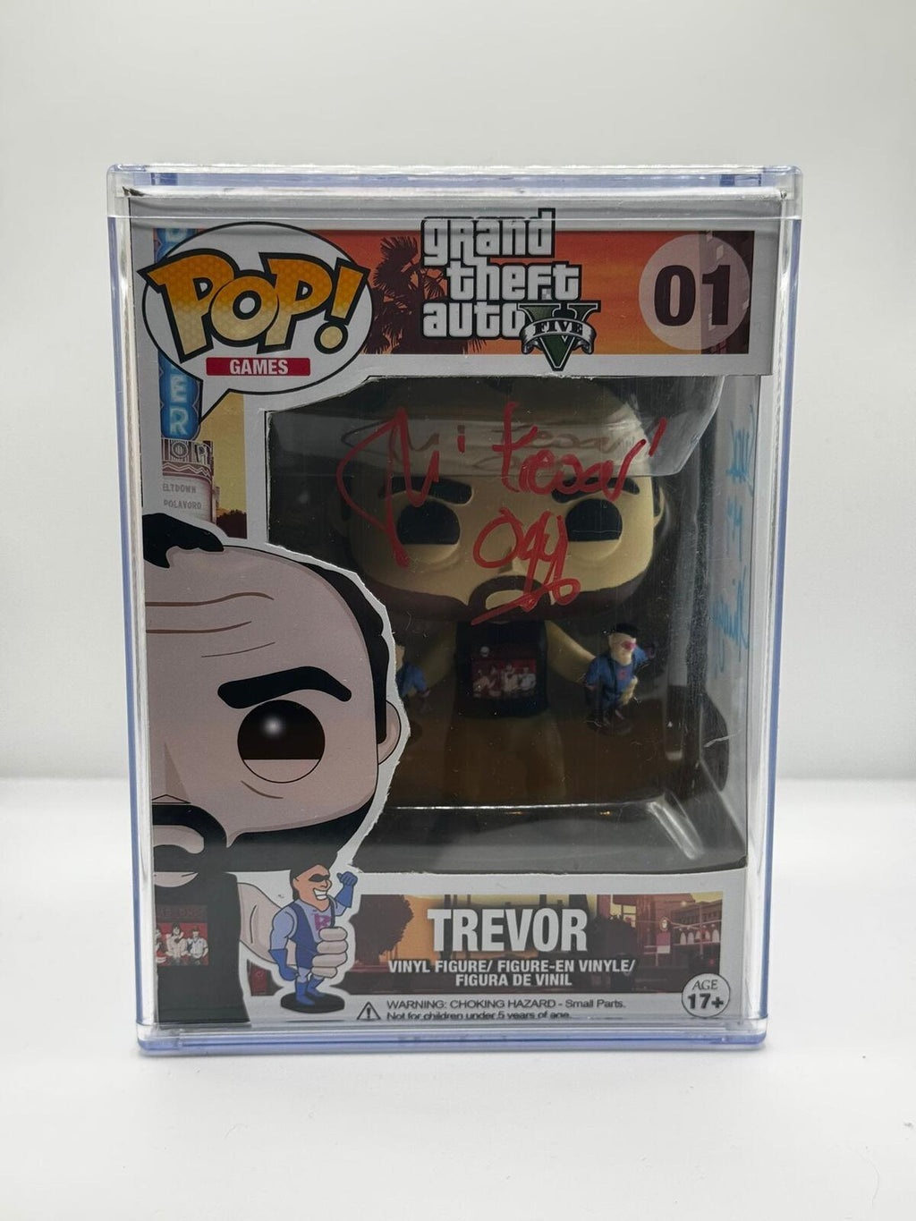 Funko Pop Grand Theft Auto V Trevor Vinyl Figure #01 with Protector Autographed