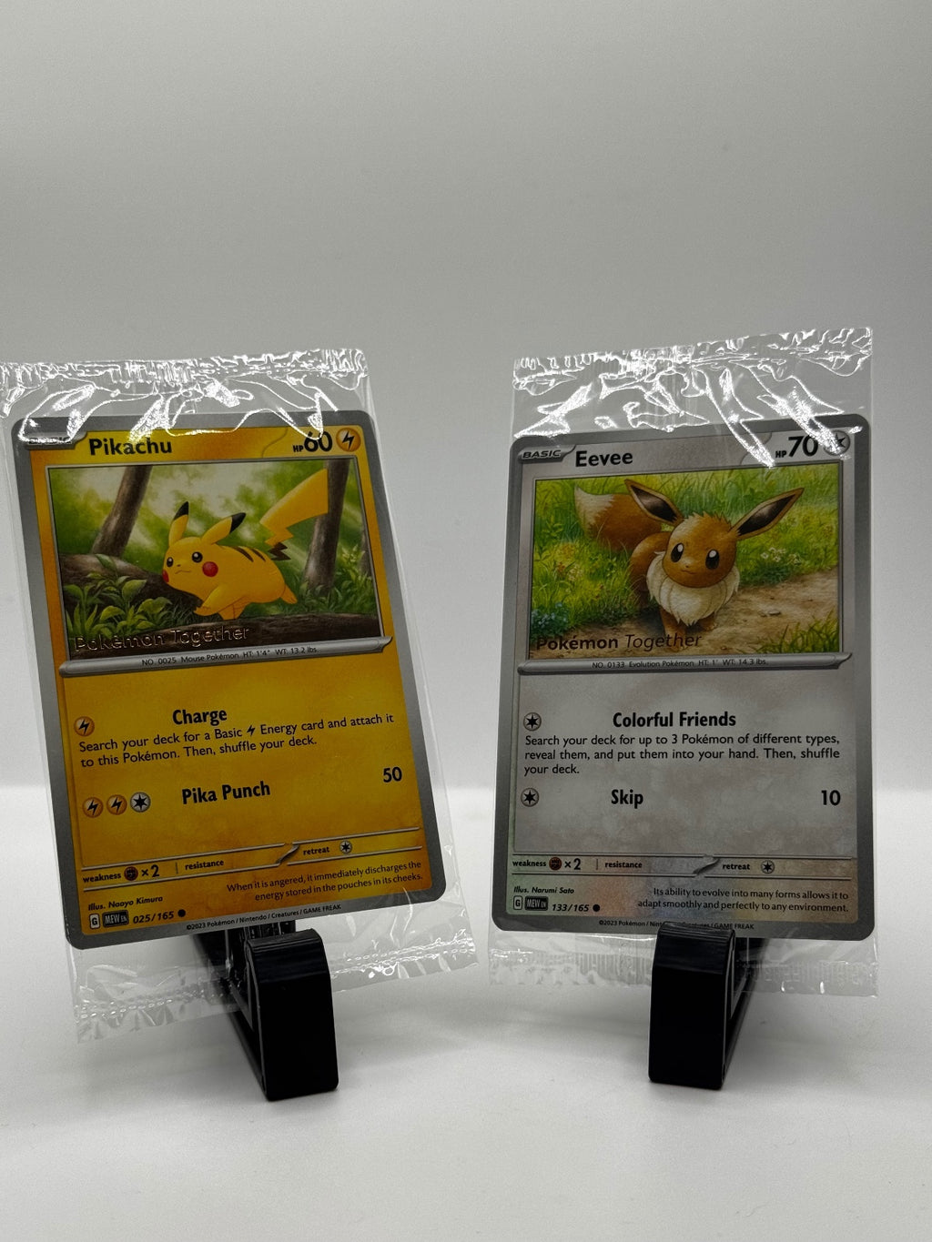 Pokemon Together stamped Pikachu and Eevee 025/165 133/165 Brand new sealed