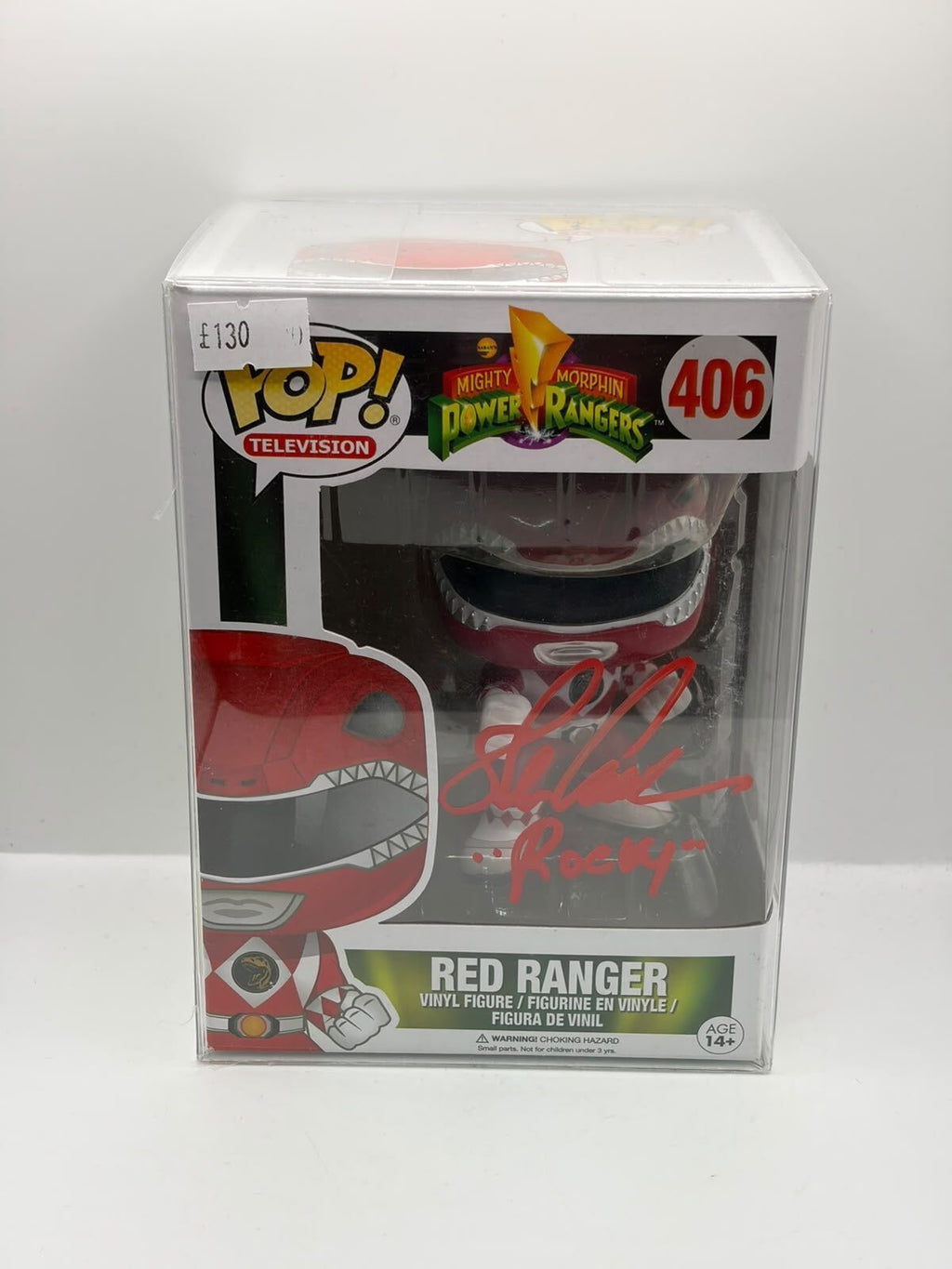 Funko Pop! Television Mighty Morphin Power Rangers Red Ranger #406, Signed