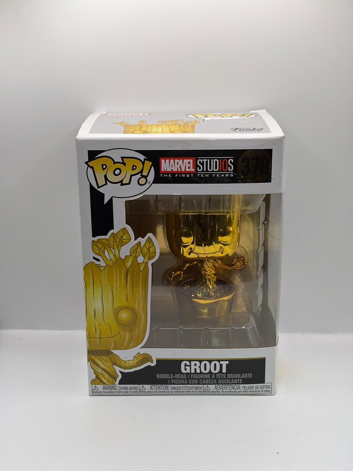 Funko Pop! Marvel Studios 10th Anniversary Groot #378 Gold Chrome