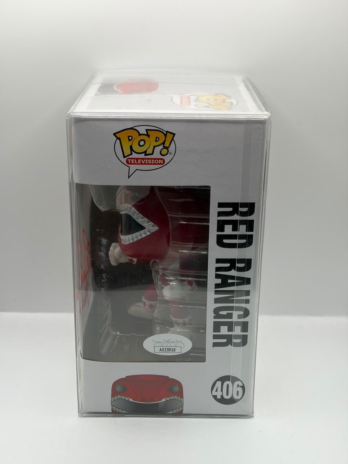 Funko Pop! Television Mighty Morphin Power Rangers Red Ranger #406, Signed