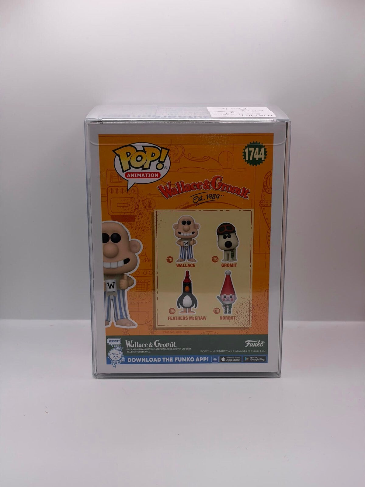 Funko Pop! Animation Wallace #1744 Vinyl Figure Dual Signed by Merlin Crossingham & Nick Park with Autograph COA