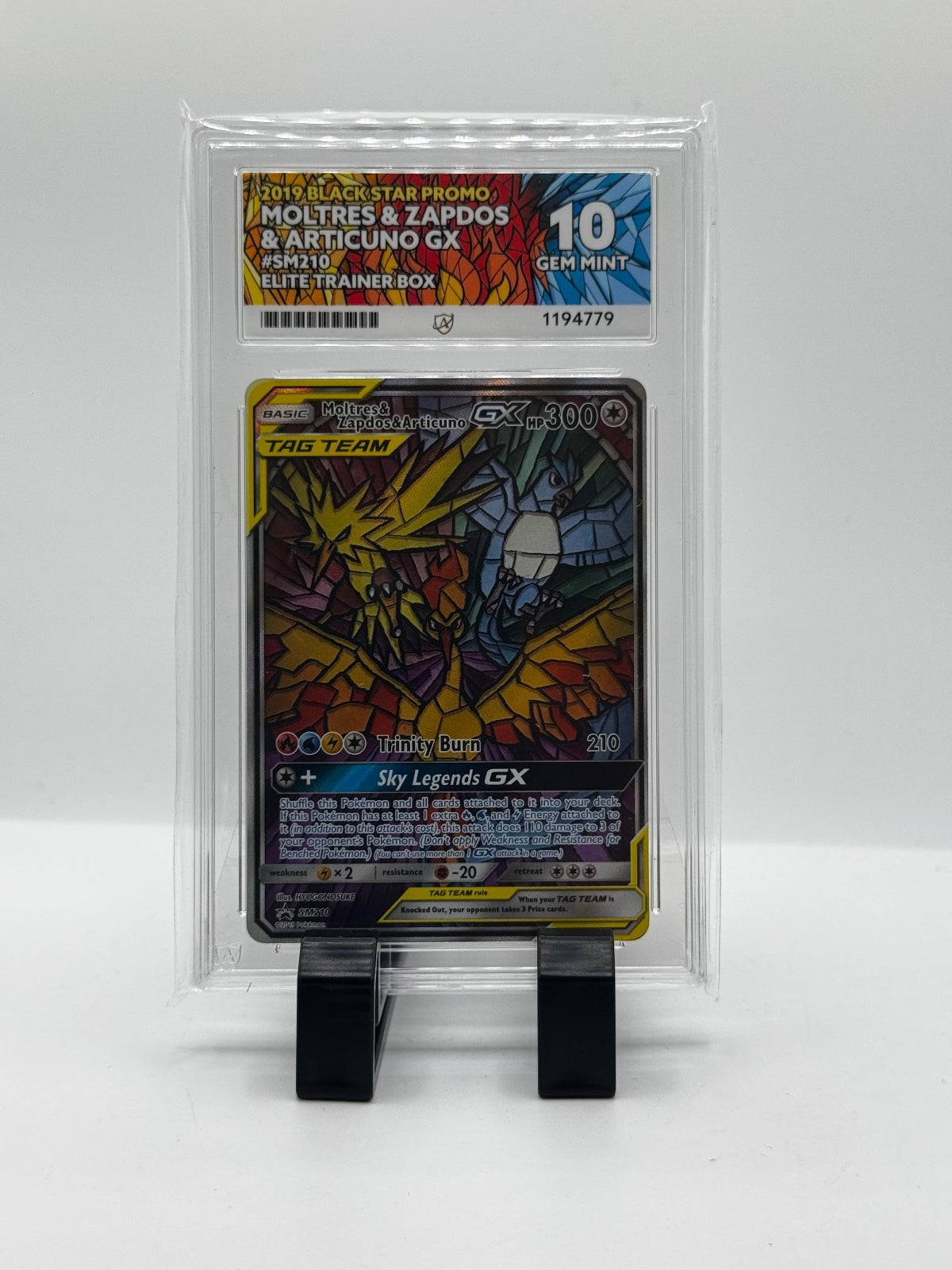 2019 Black Star Promo Moltres & Zapdos & Articuno GX #SM210 ACE Graded 10