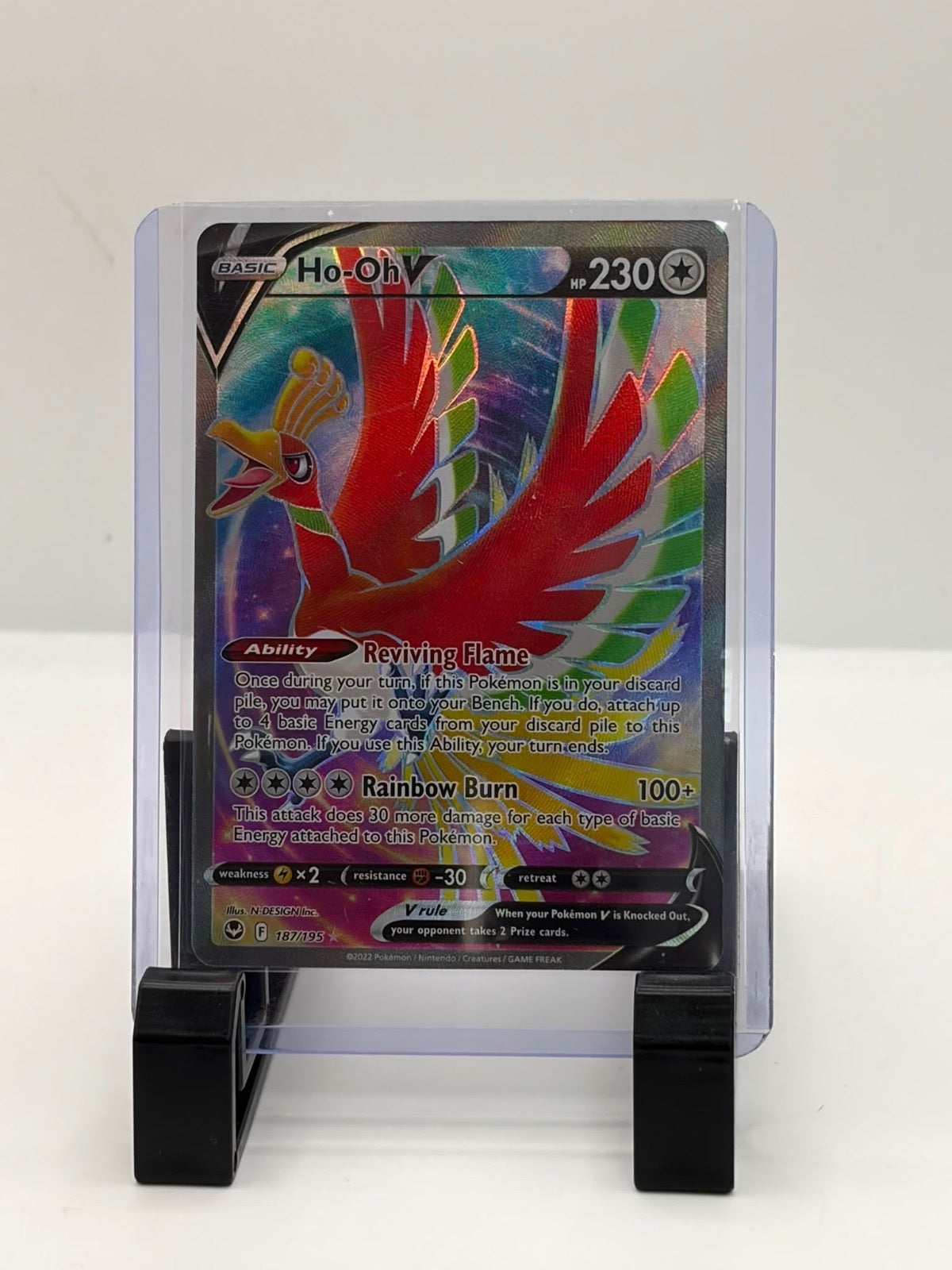 Pokémon TCG Ho-Oh V Full Art Holo Ultra Rare Card 187/195 Silver Tempest NM