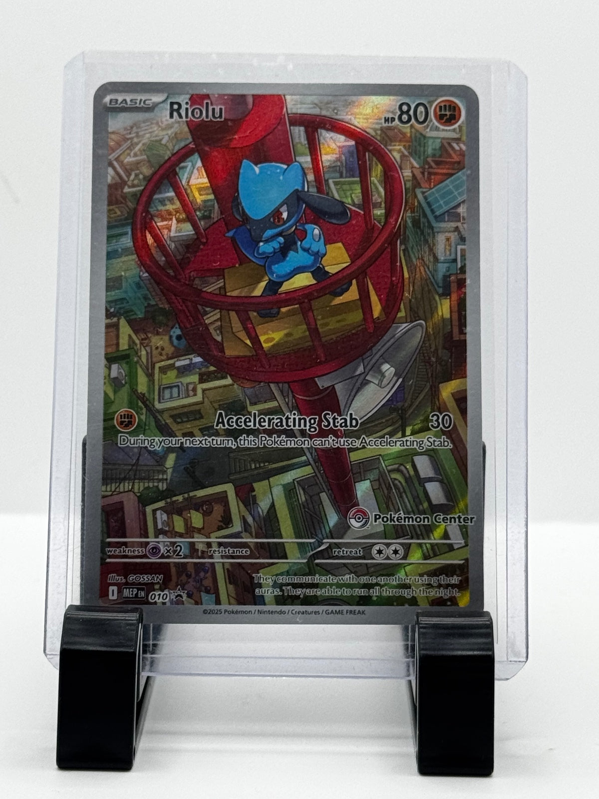 Pokemon Center Riolu 010 Mega Evolution Promo MEP010 Black Star Holo Card Near M