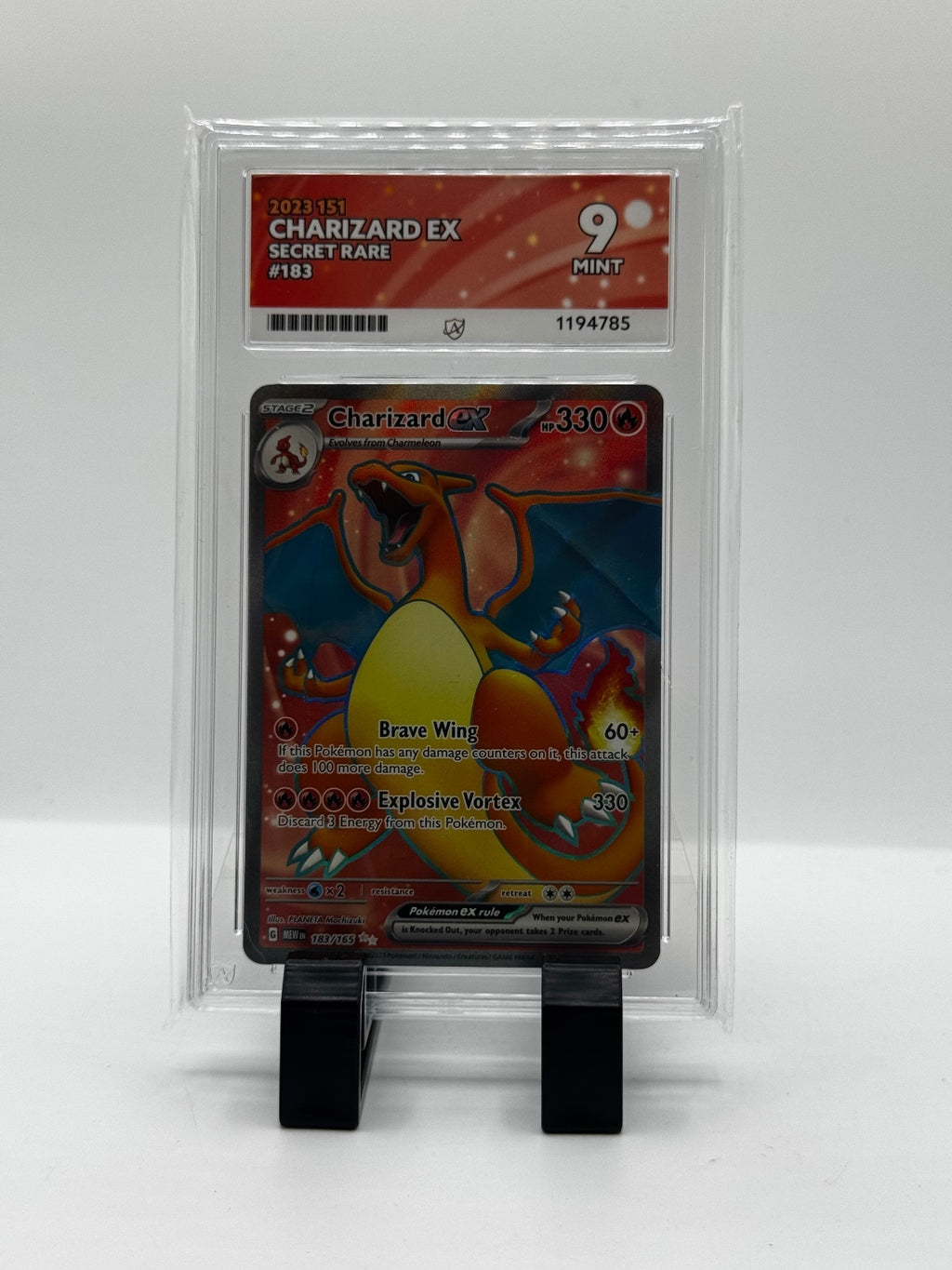 Charizard EX Secret Rare 183/165 ACE Graded Mint 9 Pokémon Card
