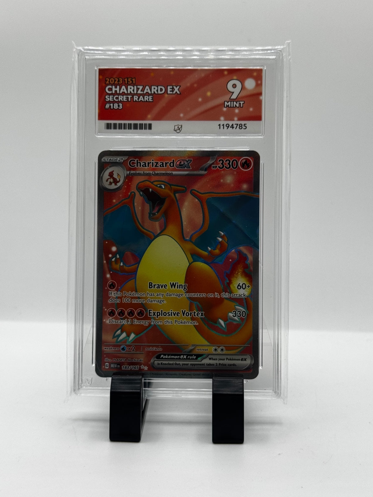 Charizard EX Secret Rare 183/165 ACE Graded Mint 9 Pokémon Card